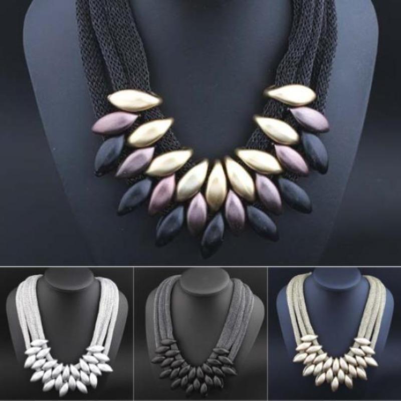 Gioielli con pendente a collare con collana girocollo etnica intrecciata retrò da donna
