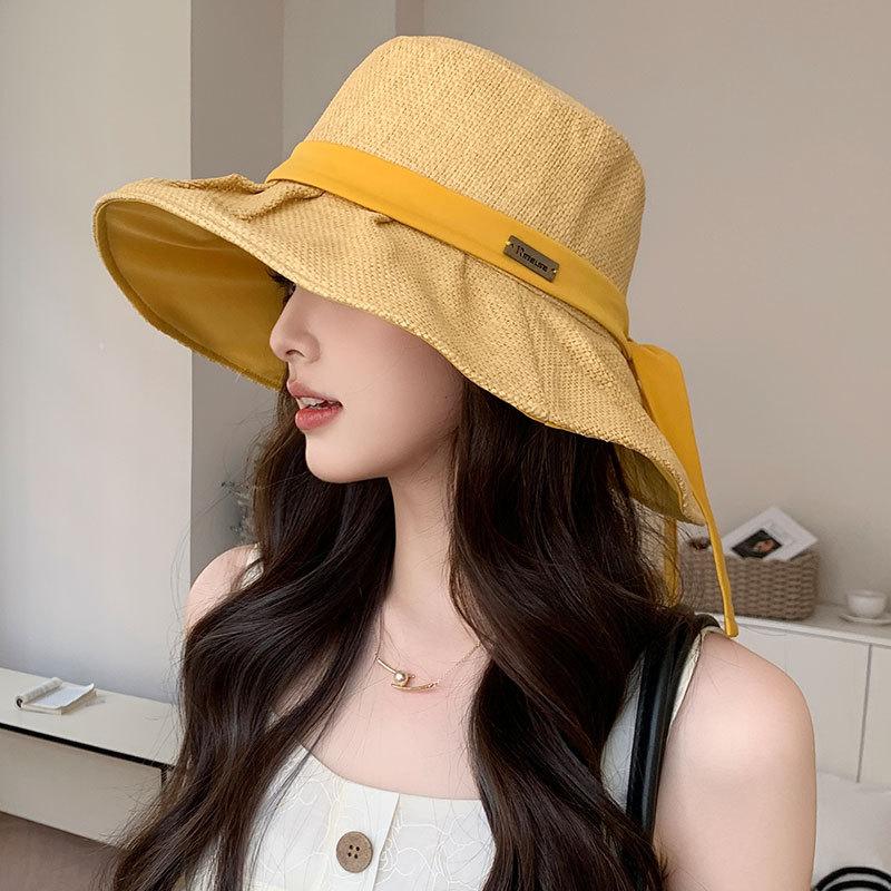 

Панама Жіночі літні капелюхи для жінок Капелюх рибалки Жіночий сонцезахисний пляжний капелюх Складний сонцезахисний капелюх Капелюх від сонця з широкими полями 56-58CM жовтий