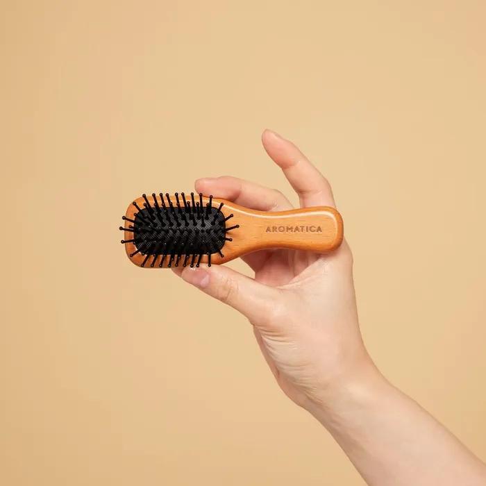 Wooden Scalp Brush S Small Hairbrush Volume & Curl Paddle Cushion Hair Comb Portable Mini