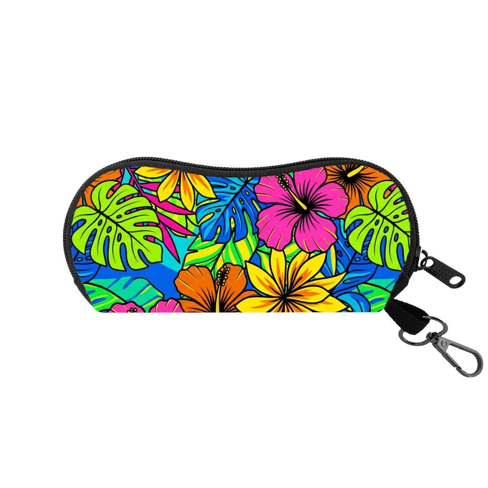 

Durable Colorful Flowers/Leaf Glasses Case Soft Shell Zipper Glasses Protective Shell Glasses Bag