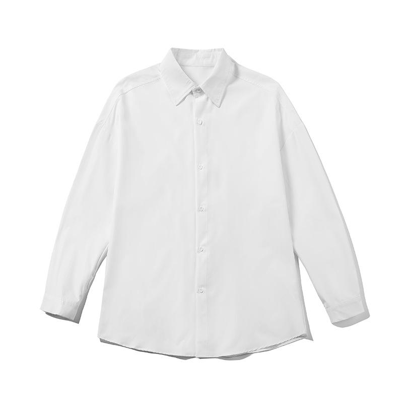 Herren Koreanische Mode Weiße Langarmhemden Herren Harajuku Schwarzes Oversized Hemd Männlich Button-Up Hemden Blusen 5XL