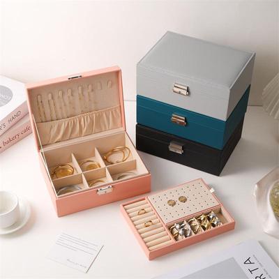 PU Leather Double-Layer Jewelry Box: Large Capacity for Rings, Bracelets, Earrings, Necklaces