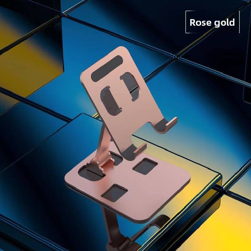 

Aluminum Alloy Desktop Phone Stand With Rotating Folding Design For Office Use Rose Gold