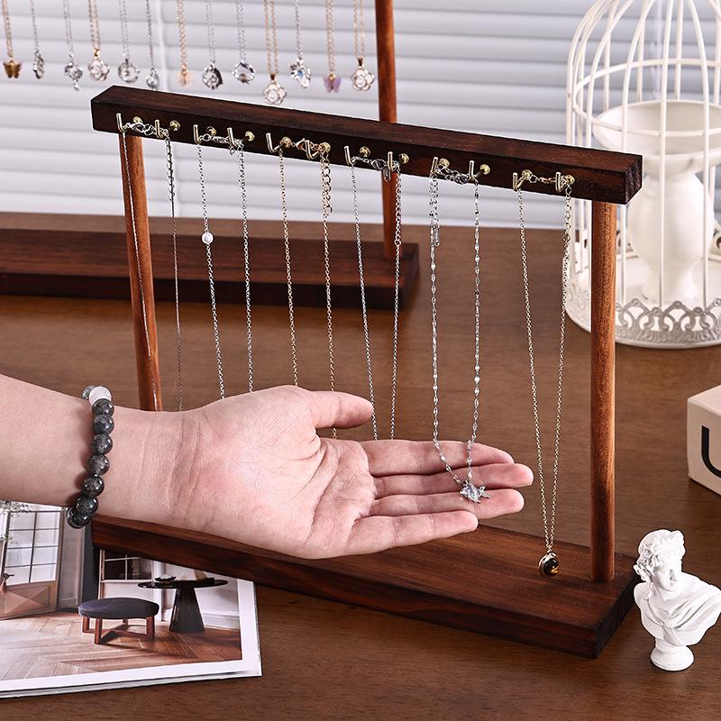 Walnut Jewelry Rack: Stylish Display Stand for Necklaces and Pendants