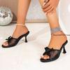 Fashion 2024 Women New Luxury High Heel Sandals Versatile Simple Slim Heel Sandals Slippers Bow Tie Shoes Ladies Zapatos Mujer Size 42