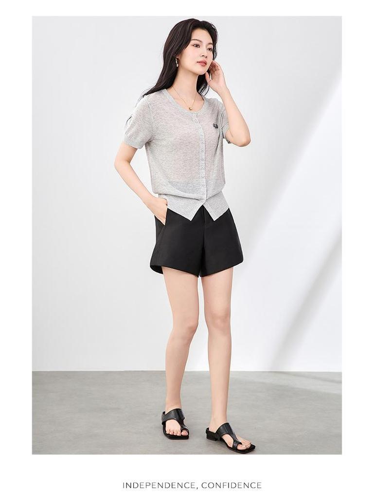 Women's Slimming Silk Wool Shorts Suit - High-Quality, Flattering Fit