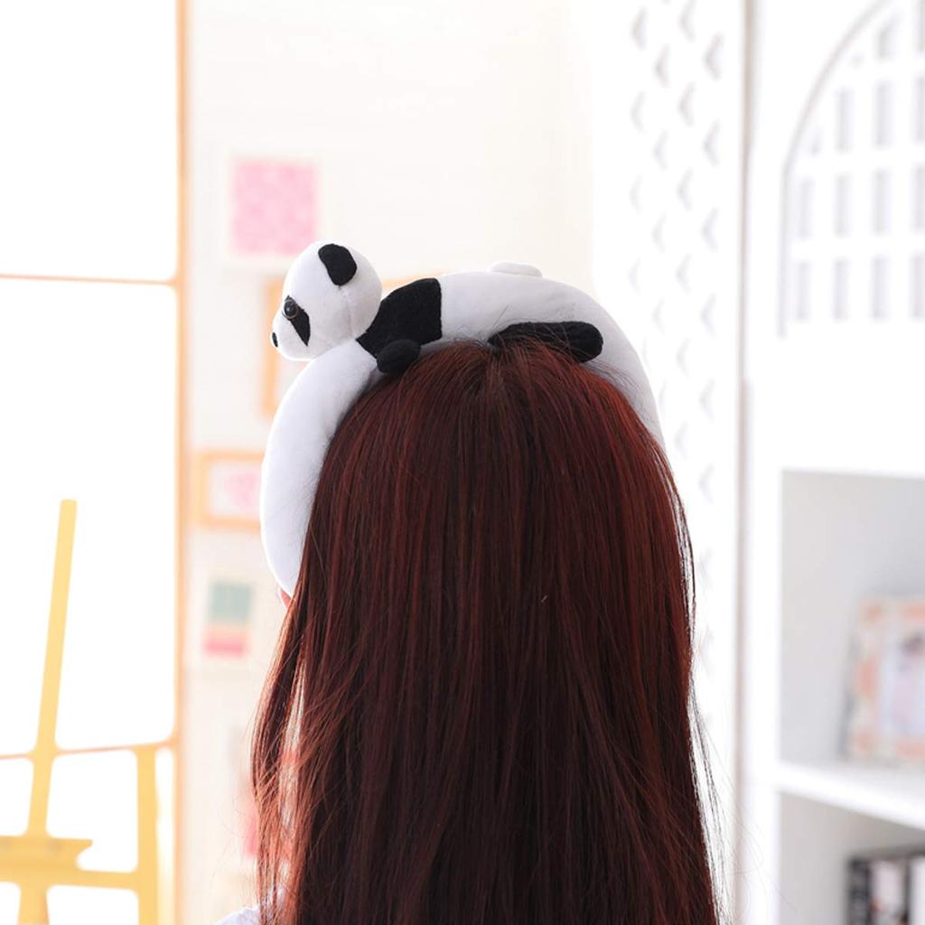 Edostree Animal Fluffy Headband, Hair Ornament, Costume Accessory, Unisex, One Size Fits All, DWFD-01 (Panda)