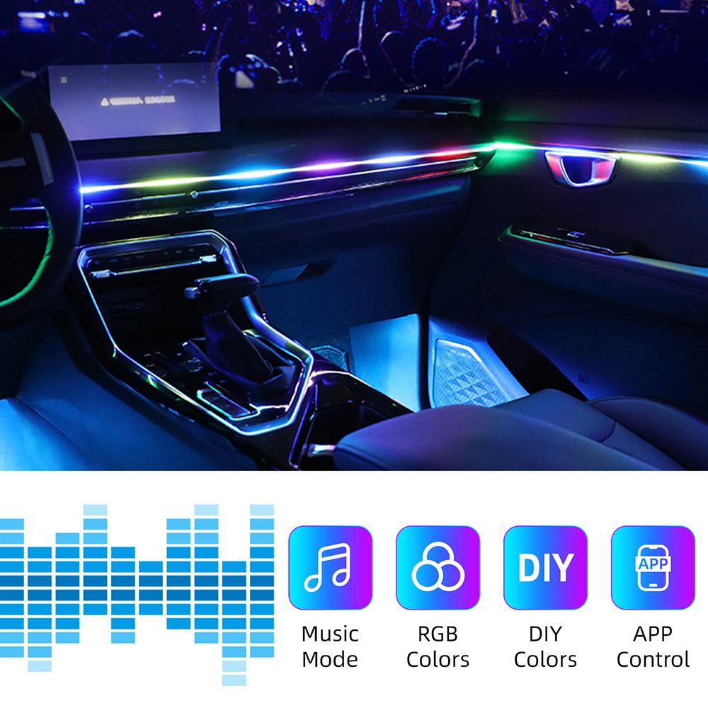 NEW Universal Symphony Car LED Ambient Light 256 RGB Color Car Interior Acrylic Light Guide Decoration Atmosphere Light