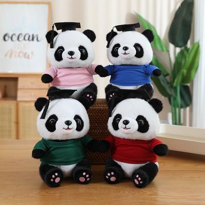 Roztomilá černobílá panda panenka lékař plyšová hračka Panenka bakalář panda Památeční hadrová panenka na promoci