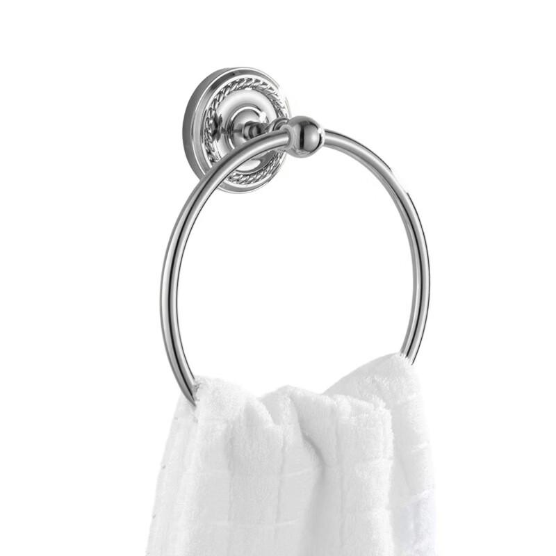 Silver Copper Alloy Towel Rack and Ring Set