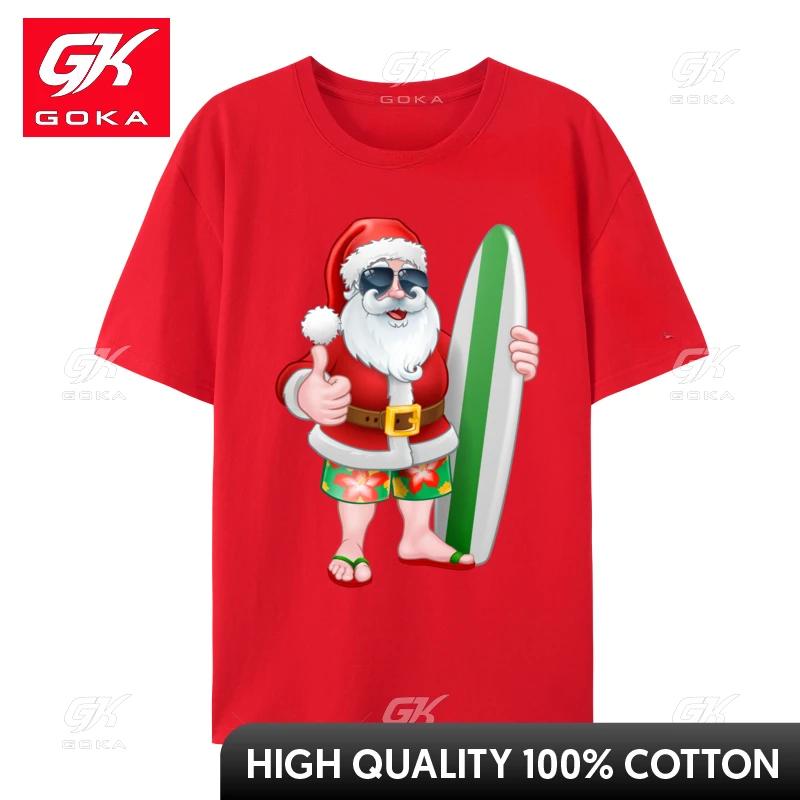 Cool Santa Surfboard Shades Cartoon Comfortable T Shirt Company Cool Cotton Fabric Unisex T Shirt Hip Hop Tee Shirts Wholesale S