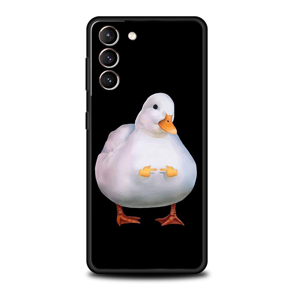 

Мультяшный Утенок Сомнения Чехол для Телефона Для Samsung Galaxy S25 S24 S23 FE S22 Ultra S20 S21 5G S10 Plus S10E Мягкий Черный Чехол Samsung S24 FE
