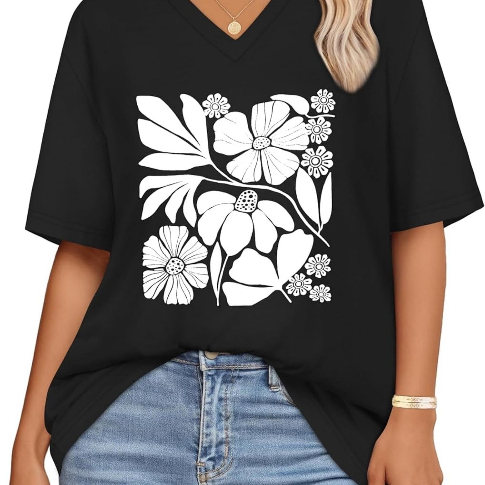 

ADOREJOY Oversized Tshirts for Women V Neck Summer Short Sleeve Casual Loose Tunic Tees XXXXXL різнокольоровий
