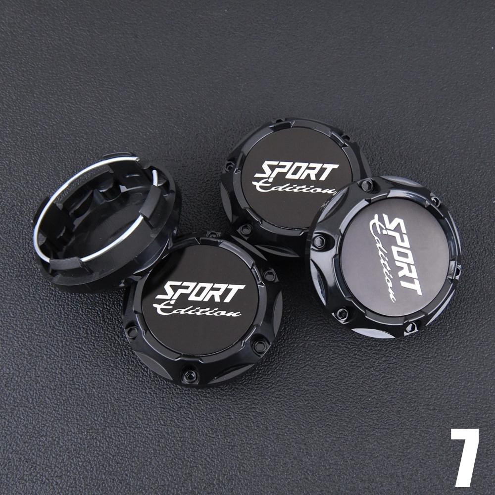 4PCS JDM Sport Rim Cap Clip 56mm Racing Sport Emblem Sticker Wheel Center Caps Hub Cap Black & Silver