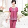 Pajamas for Women, Summer Short Sleeved Set for Middle-aged Mothers Two-piece Set for Home Wear, Can Be Worn Externally