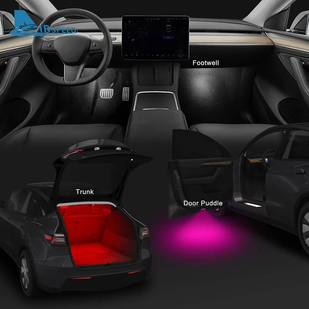 Ultra-Bright Interior Foot-Well Lights for Tesla Model Y Juniper 2025-2020 Model 3 Highland 2018-2025 Model S/X LED Bulbs Kit