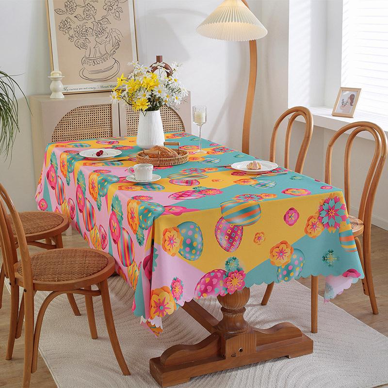 Easter Waterproof and Oil Proof Tablecloth Home Decoration Tablecloth Rectangular Anti Scald and Wear-resistant Easy To Maintain