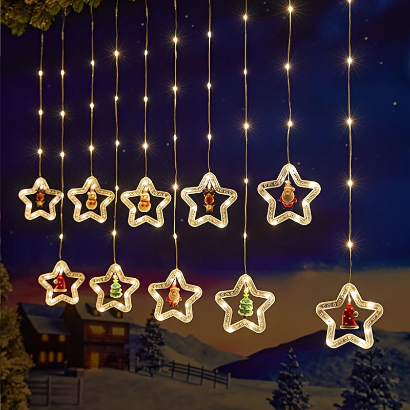 high qualityLED Christmas Curtain Lights with Santa Claus & Classic -in/- String Lights Suitable for Indoor Room Window Holiday Decorations -