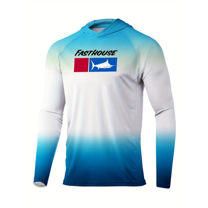 Men's Fishing Shirt Hooded Long Sleeve Sunblock UPF 50+ Outdoor Camouflage Moisture Wicking Jersey Fishing Apparel Tops