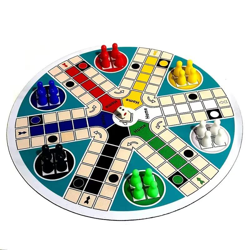 DOWMOO Round 6-Player Ludo Board for Family Games and Fun Gatherings