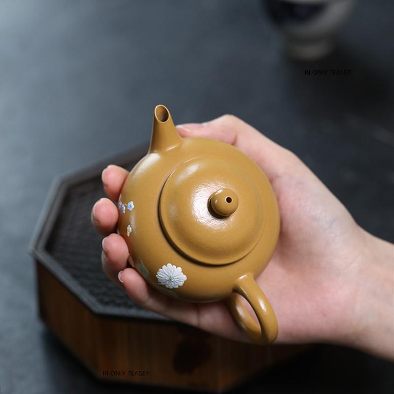 110ml Yixing Lila Ton Teekanne Traditionell Handgefertigt Blumenmuster Teekanne Schöne Kanne Chinesisches Zisha Teegeschirr Teezeremonie Geschenke