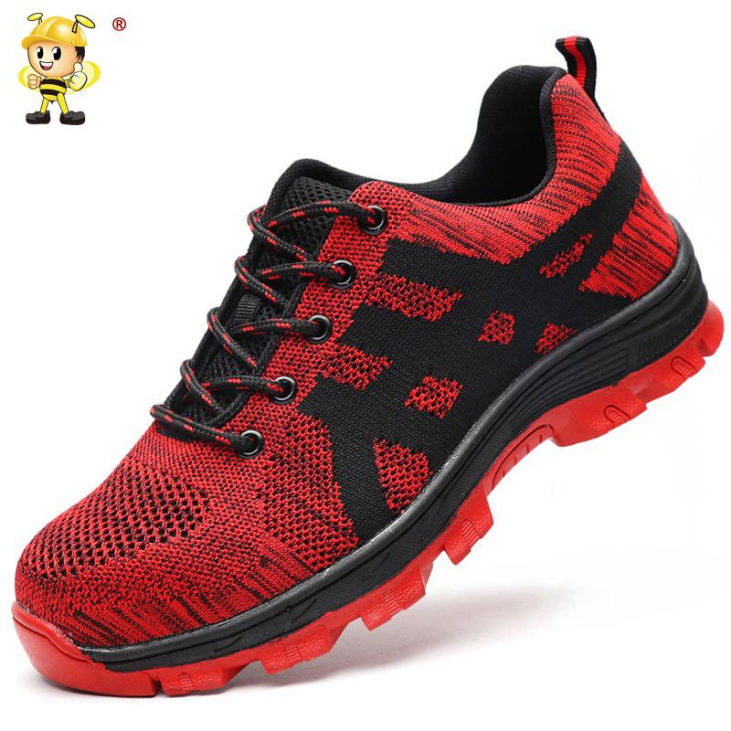Steel Toe Flyknit Safety Shoes: Anti-Smash, Anti-Puncture, Breathable Protective Work Shoes.