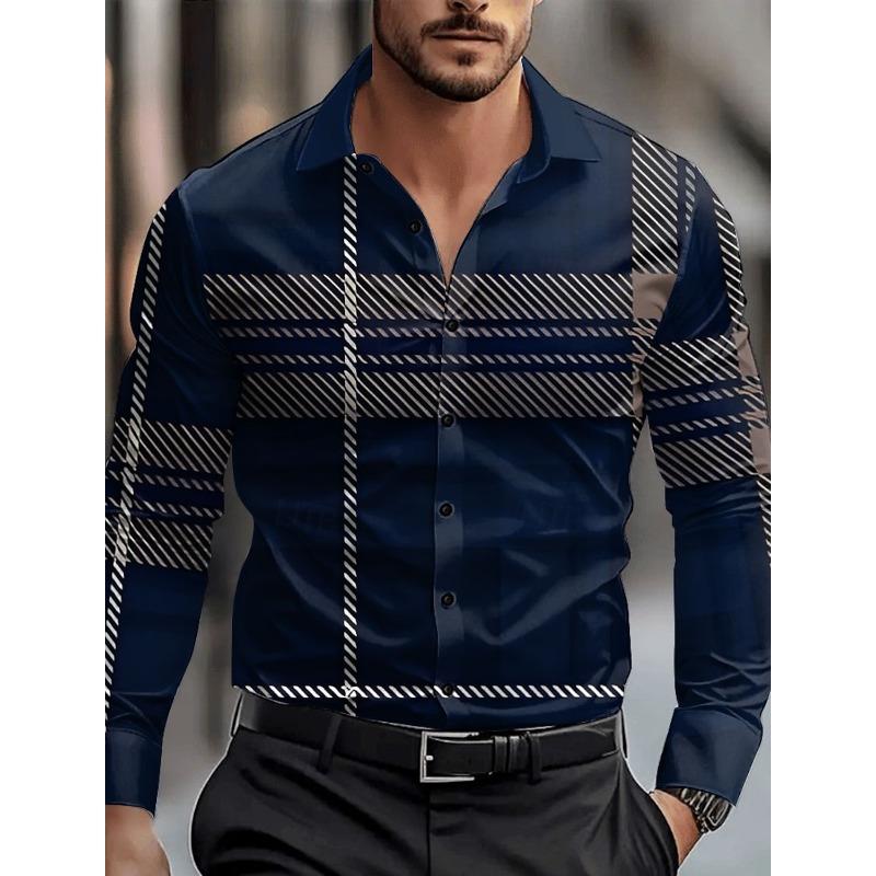 Geometisches Business Casual Herren Hemd Knopfleiste Langarm Business Täglich Herbst Winter Hemdkragen 3D Druck Kleidung