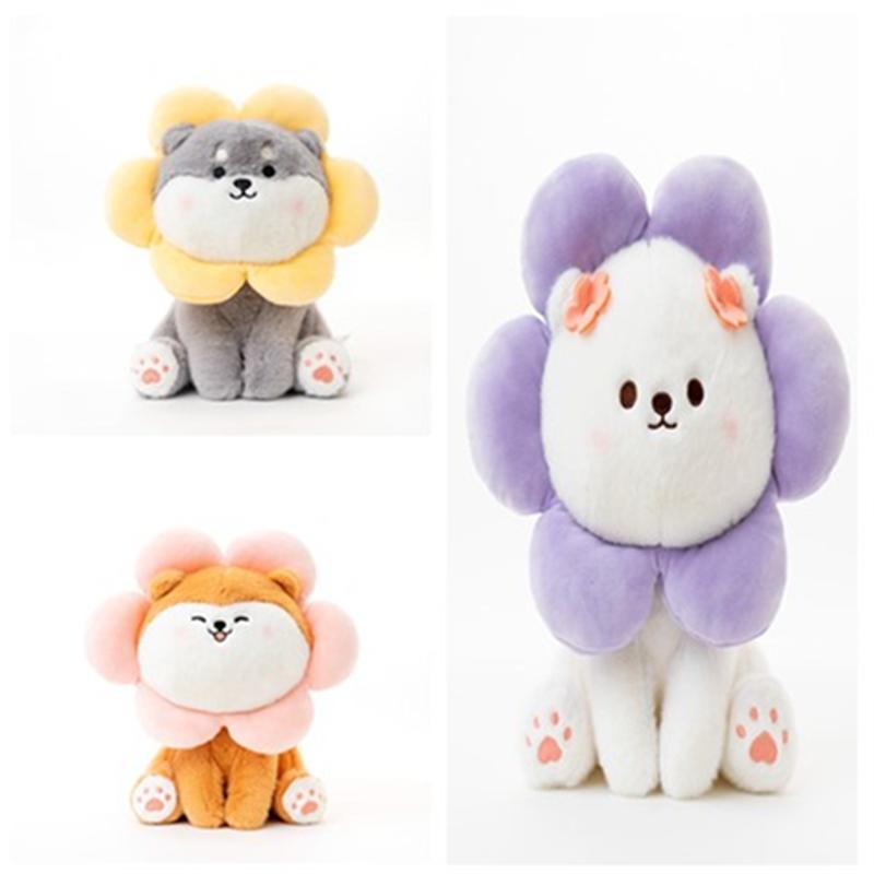 Cartoon Shiba Inu Dog Flowers Cup Plush Toys Stuffed Soft Animal Pillow Dolls for Girls Birthday Christmas Gifts