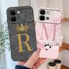 Cases For Infinix Note Edge Pink Initial Letter Soft Liquid Silicone Housing For Infinix NoteEDGE Full Protection Capa