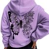 Oversized Asymmetrical Butterfly Floral Hoodie Casual Wear Unisex Loose Fit Long Sleeve