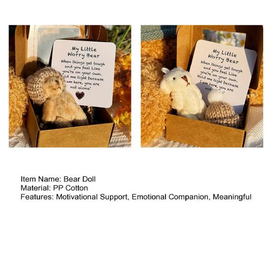 2 set Nallebjörn i presentförpackning Mini fickkrambjörn Docka Känslomässigt stöd Gosedjur med inspirerande kort Söt tröstleksak för ångestlindring