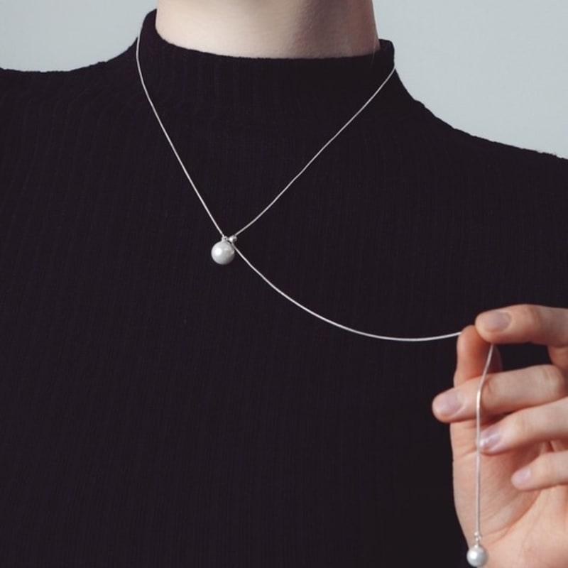 

особливий Срібло925 Кристал Перлина Зміїний Ланцюг Довге Намисто ES183N Silver (unplated)