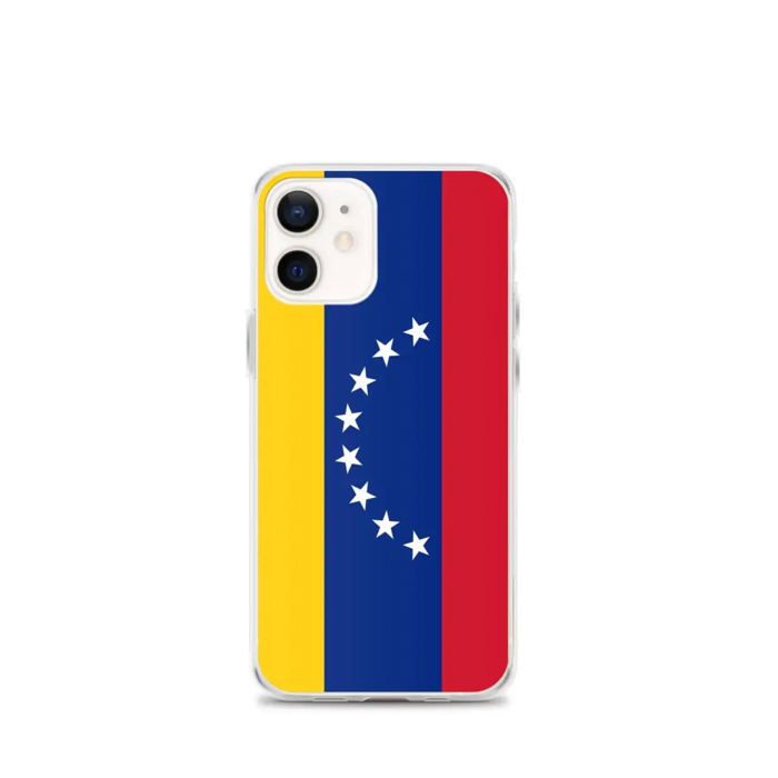 Coque iPhone - Multicolore - Drapeau Venezuela - Souple - Compatible iPhone 12 mini - Verticale