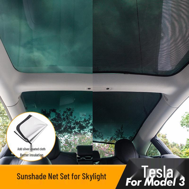 Sunshade Set for Tesla Model 3/Y: Heat-Insulating Sunroof Visor with UV Protection