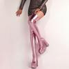 Fashion New Style Women Thigh High Boots Glisten Patent Leather Platform Boots Sexy Solid Color High Heels Shoes Women's High Boots