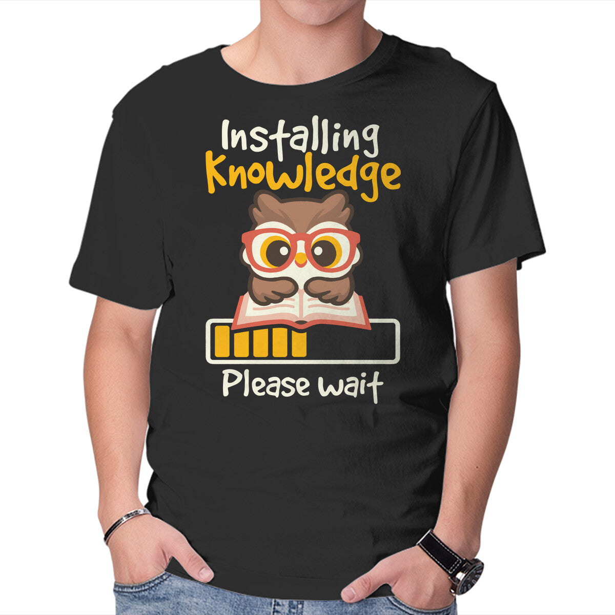 Unisex Crew Neck T-Shirt Installing Knowledge Graphic Short Sleeve Casual Tee XS