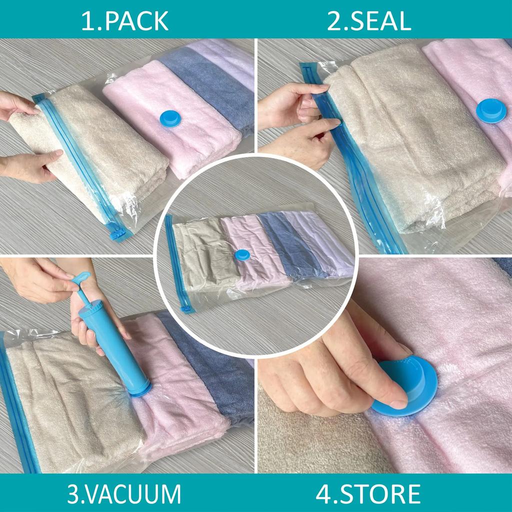 1Set Vacuum Compression Bag With Hand Pump For Clothing Sorting Bedding Space Saving Sealed Bag Combination Wardrobe Organizer