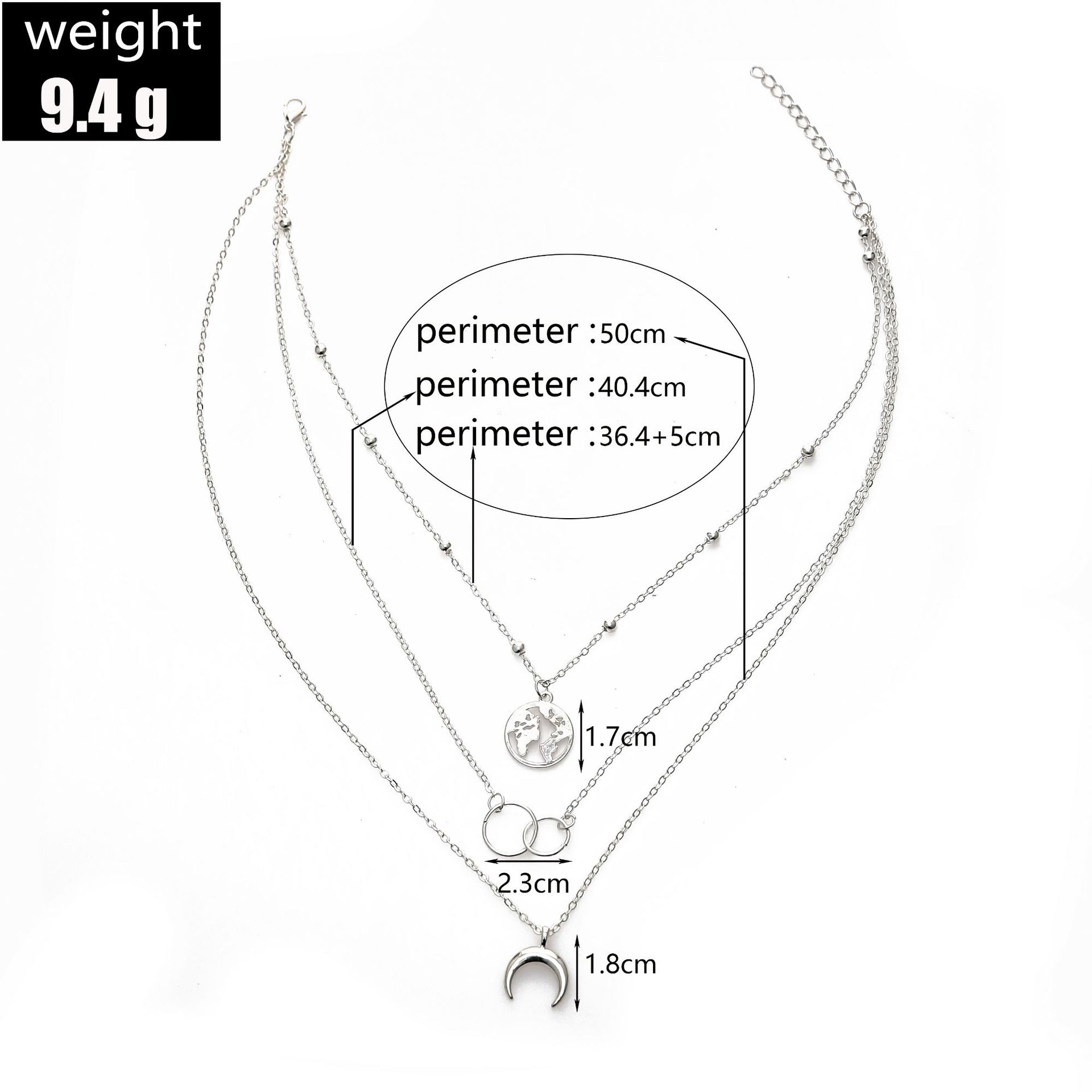 Fashion Multi-Layer Moon Map Necklace Female Personality Bohemian Multi-Layer Necklace Female