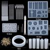 Resin Molds Silicone Kit with Epoxy Resin Supplies Dried Flowers Earring Hooks Foil Flakes Necklace Cord  for DIY Jewelry Making