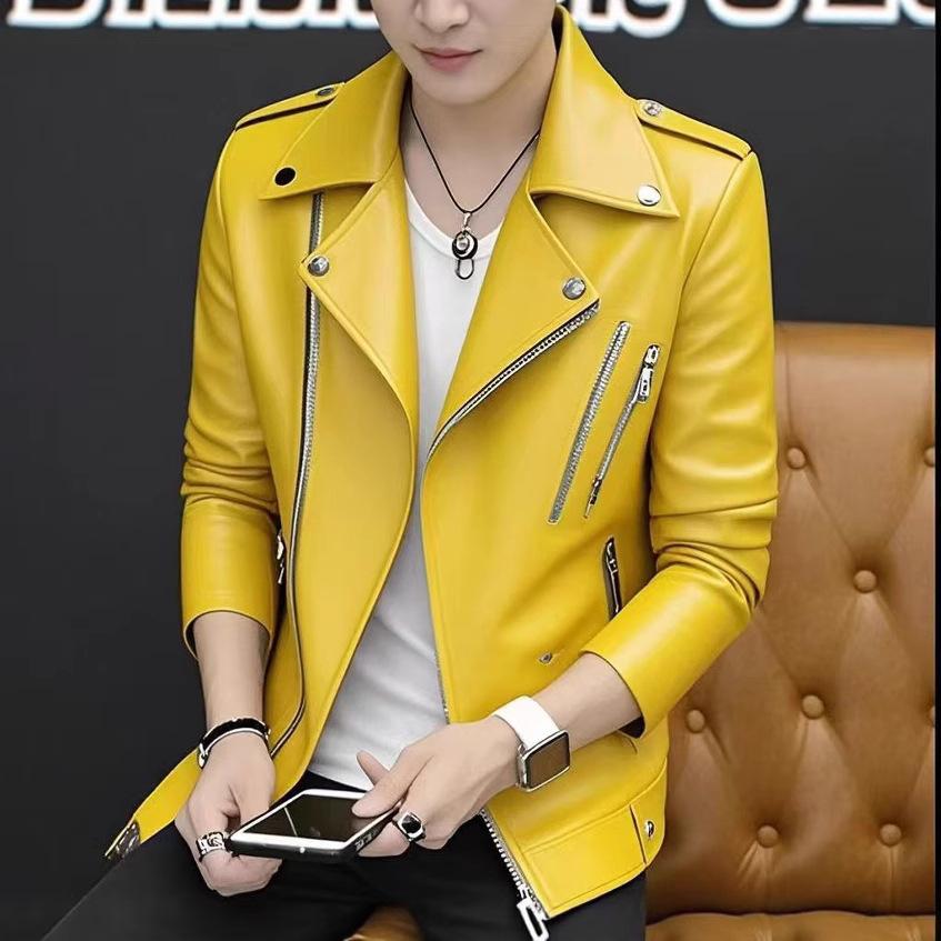 Spring and Autumn Retro Brown Leather Jacket Men's American High Street Trend Premium Sense Loose Lapel Handsome Motorcycle Jacket