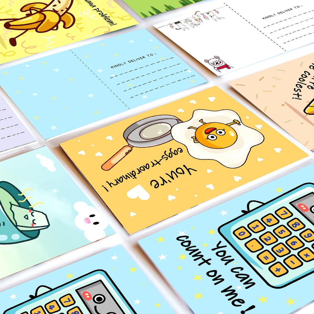 20 Cartoon, Animierter Text, Wortspiel, Postkarte, Geschenk, Grußkarte, Schöne kleine Karte.