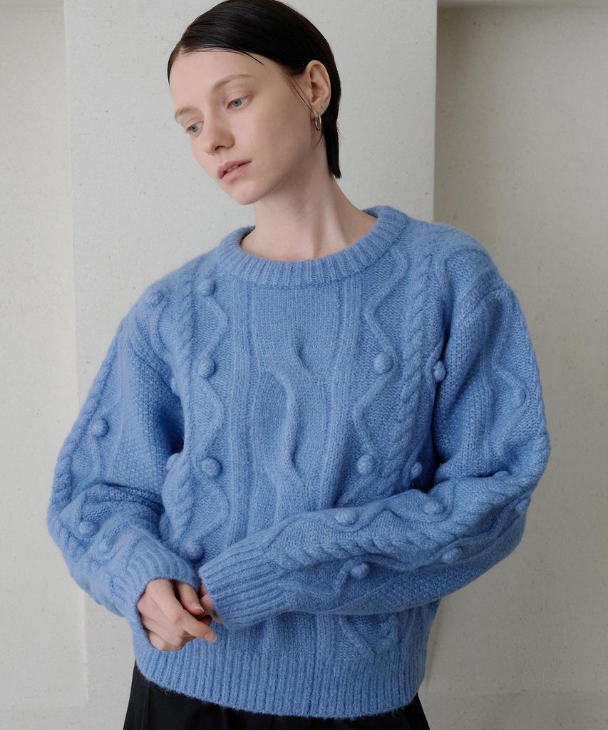 BIBYSEOB Fluffy Ball Wool Knit Ash Blue [T54]