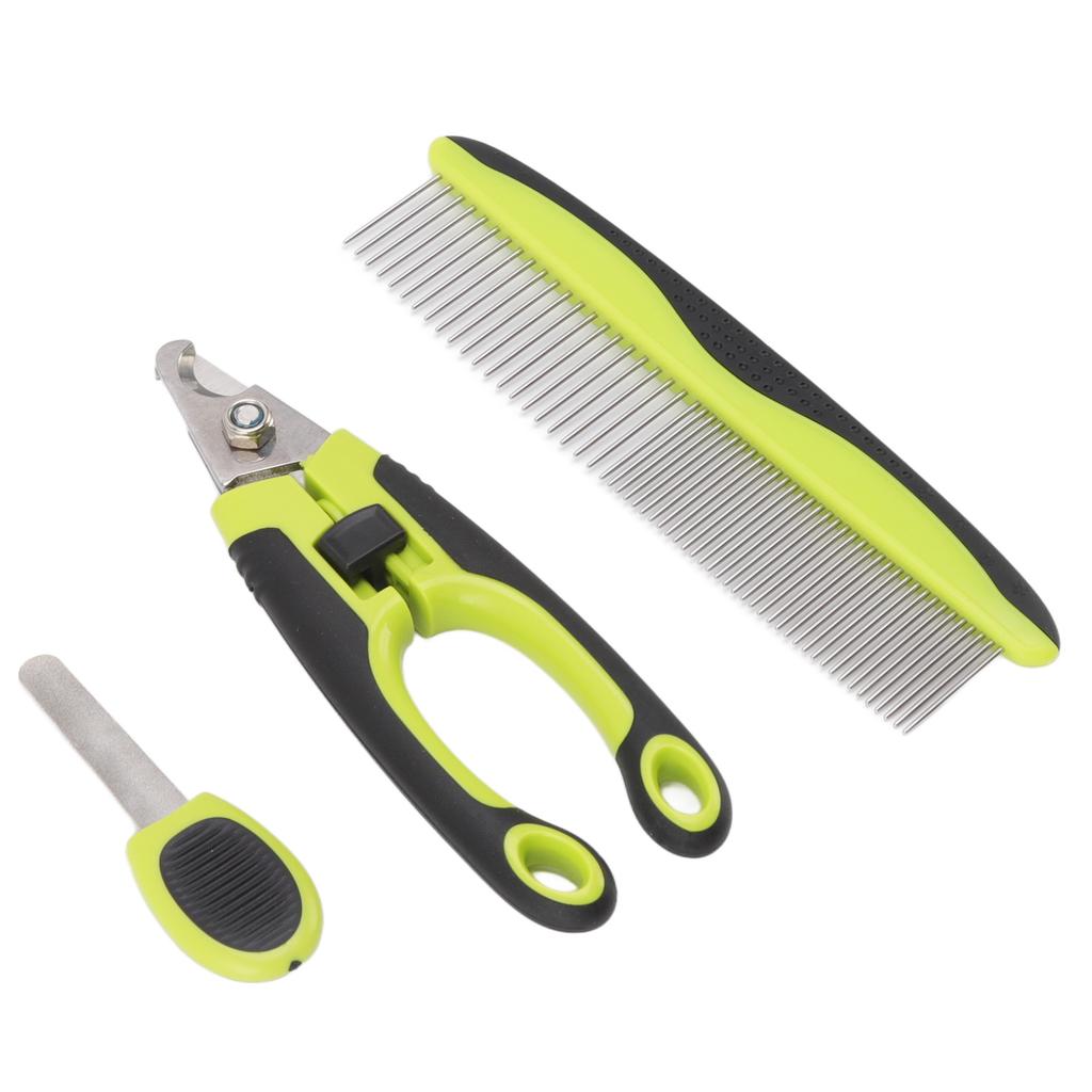 Haustierpflege-Set Edelstahl Ergonomischer Haustierkamm Hunde-Nagelknipser und Trimmer-Set mit Feile für Katzen Hunde