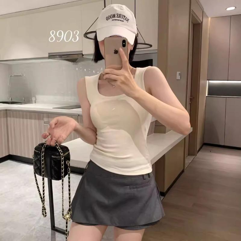 New Autumn and Winter Wide Shoulder Back Heart Collection with Breast Cushion Back Heart Comfortable Soft Female Inner Top