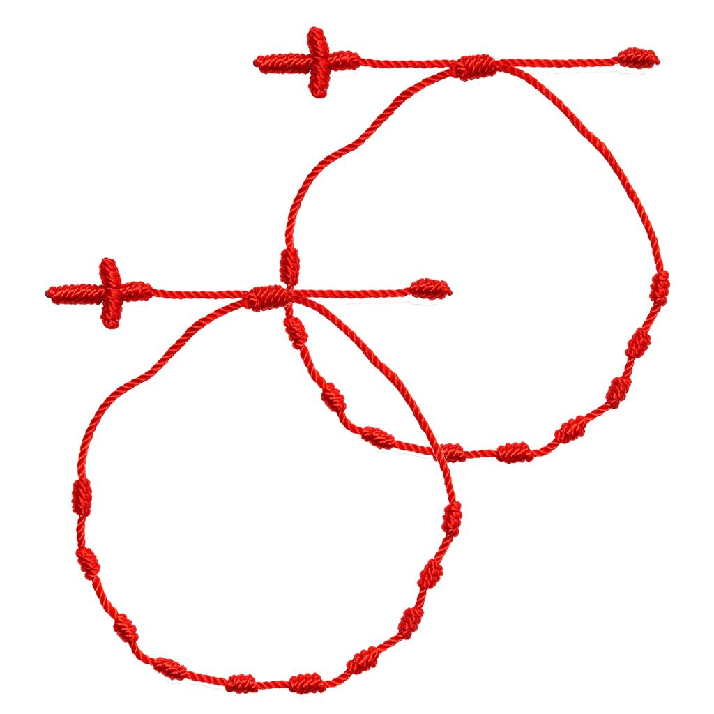 2 Pcs/Set for Cross 7 Knots Red String Braided Bracelet Kabbalah Wristband Brace