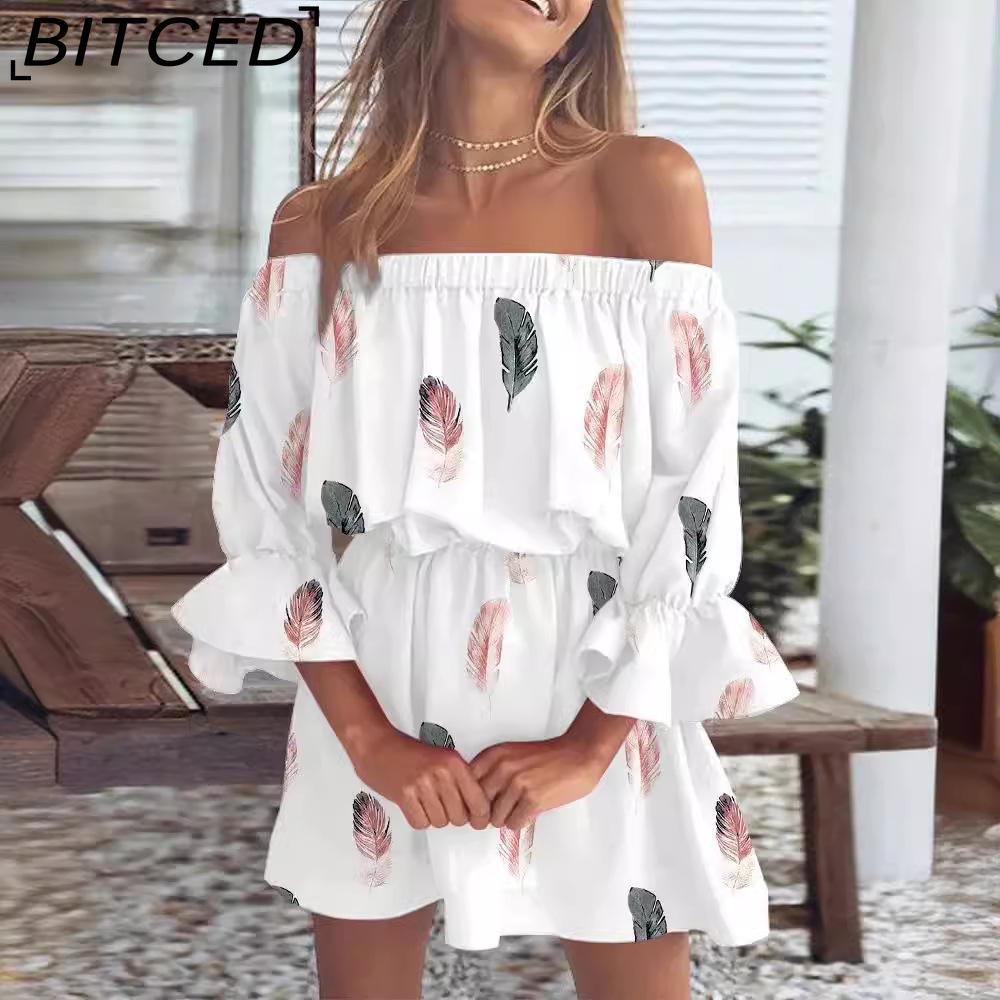 BITCED Spring/Summer Women's Sexy Fashion Off-the-Shoulder Printed Dress
