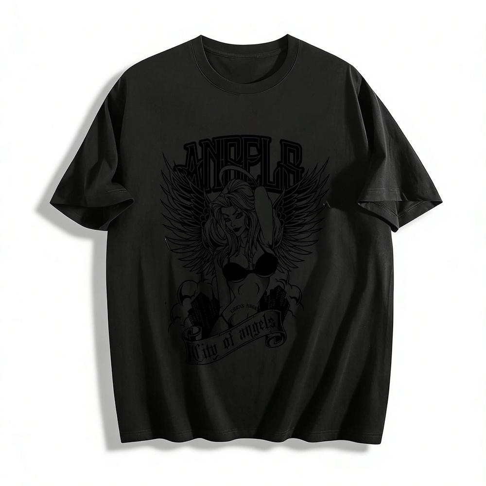 City Of Angels Dark Angel Print Street Style Trendy Tee Pure cotton T-shirt XXS