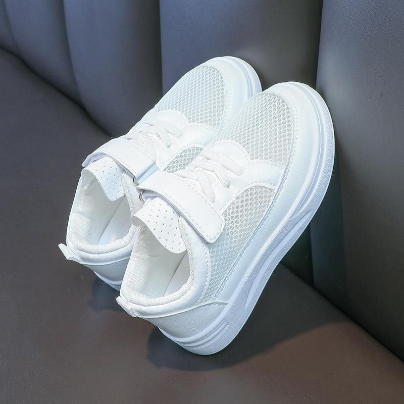 61 Children's Little White Shoes Breathable Boys and Girls Board Shoes Spring and Summer New Baby Net Shoes Soft Sole Student Performance Shoes