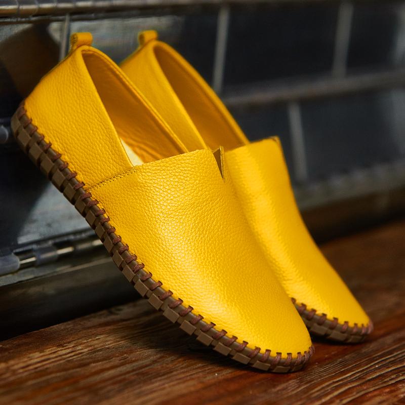 Fashion Genuine Leather Men's Loafers Handmade Casual Shoes Leisure Walk Man Driving Flats Slip-on Shoes Comfy Moccasins Plus Size 38-50