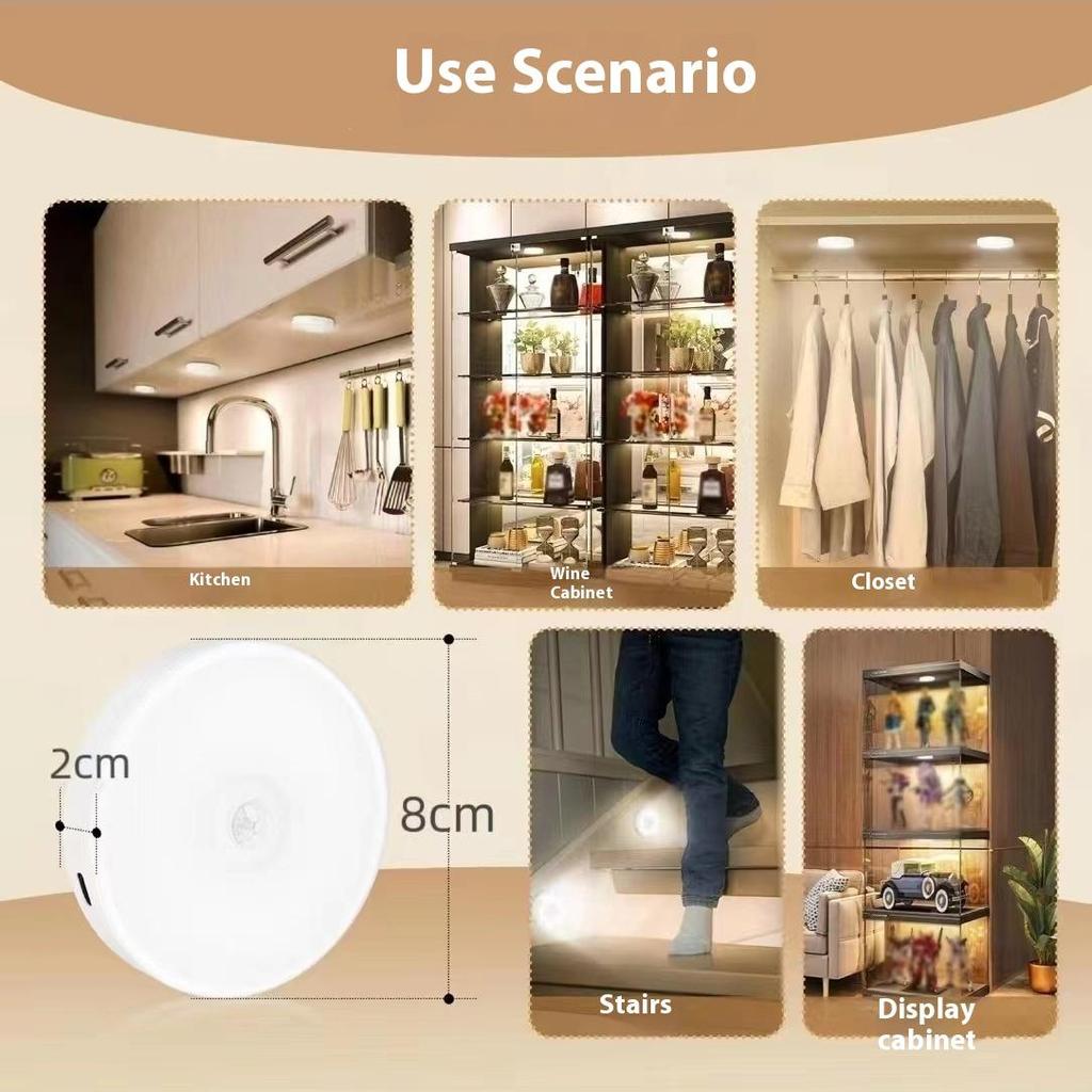 LED Remote Control Three Color Induction Night Light USB Rechargeable Kitchen Closet Stairs Showroom Combination Magnetic Cabinet Light
